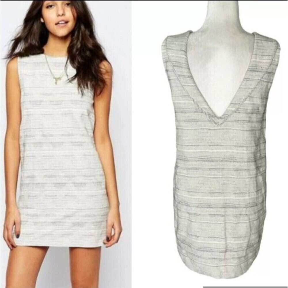 Sessun Rosselito Jacquard Tweed Open Back Shift‎ Mini Dress Sz XS Lined N88
